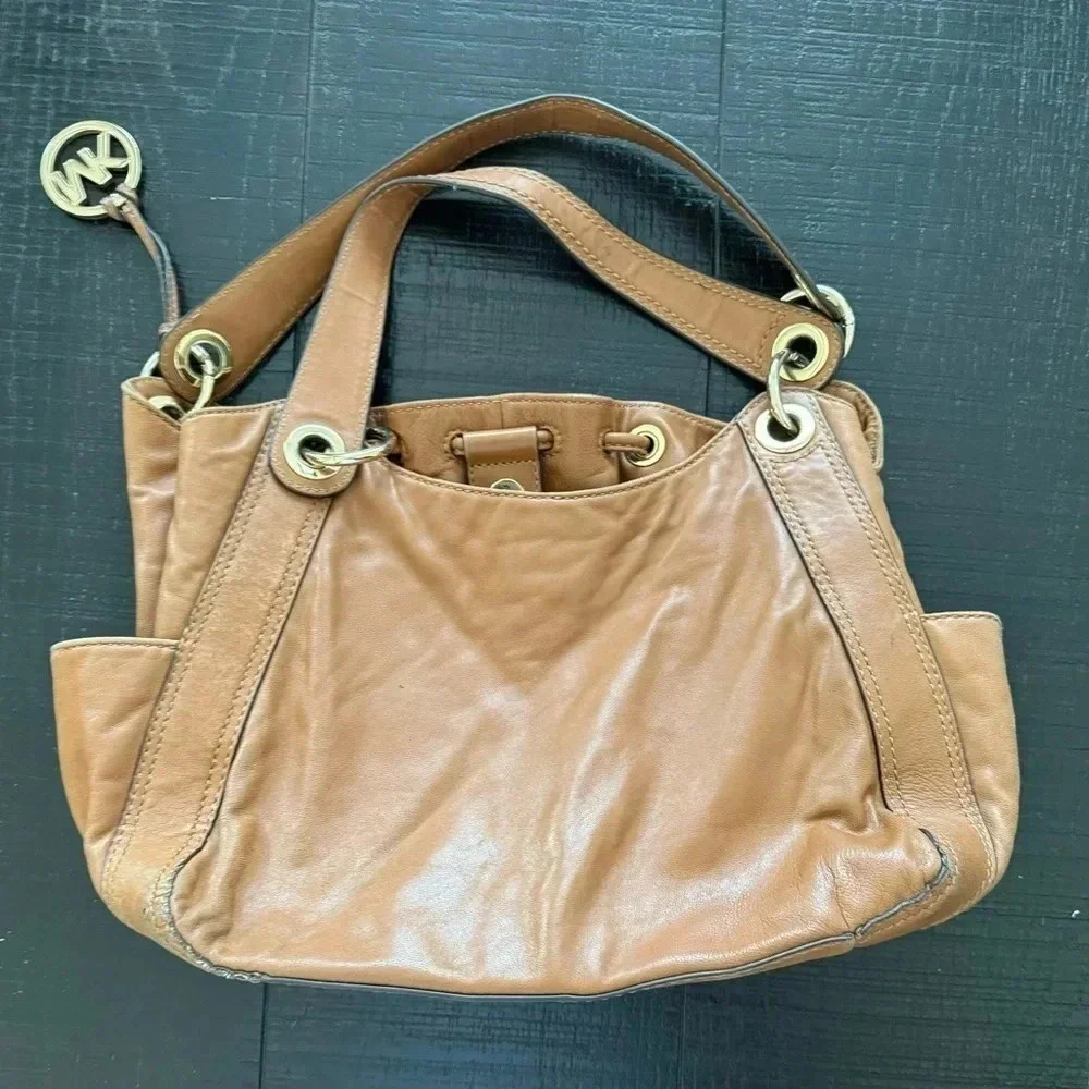 Michael Kors Matilda Brown Leather  Shoulder Handbag Purse